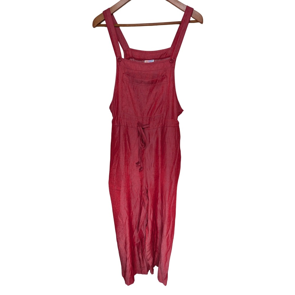 LuLaRoe Overalls Crop Jumpsuit S Drawstring Waist Wide Leg‎ Irridescent Red